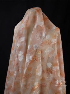 Vải Thêu Mùa Xuân Hè Màu Cam Hồng Không Đều in Họa Tiết Cắt Lưới Vải Làm Váy Trang Phục Hanfu Vải Thiết Kế Thủ Công DIY