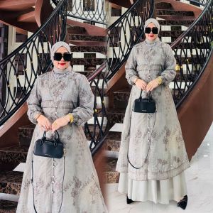 ZIFA FASHION || COD || SAHIRA DRESS+PASHMINA BY ASOPUROH || GAMIS SET ORGANZA BORDIR MIX CRUTY FREE PASHMINA || GAMIS PESTA KONDANGAN MODIS BESTSELLER KEKINIAN SIAP KIRIM || LD 110CM PB 140CM || TANGAN PERTAMA GAMIS TRENDY || *ST