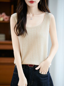 ผ้าขนสัตว์แท้ 100 ถัก แขนกุด คอกลม เสื้อกั๊ก ลำลอง หลากหลาย บาง ขนสัตว์ เสื้อสเวตเตอร์ เสื้อเบส ชุดสูท ชุดชั้นใน สไตล์การเดินทาง