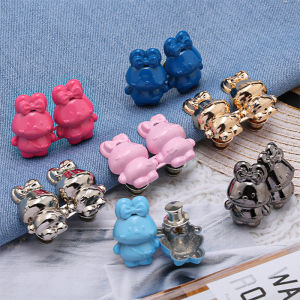 10 phong cách của không có đinh đường may miễn phí có thể tháo rời eo nút quần denim với vòng eo thay đổi để nhỏ thỏ eo nút phụ kiện thời trang