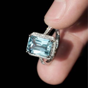 Đề Cập Đến Các 2021 S925 Sterling Silver Square Nhẫn Aquamarine Xanh Dương Mới Hở Điều Chỉnh Được Topaz Chỉ Số Nhẫn Đeo Ngón Tay