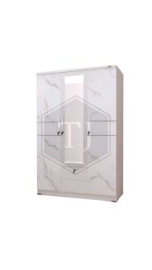 Romaro Lemari Pakaian Kayu Partikel Motif Marmer Putih / Kabinet Serbaguna Minimalis White 3 Pintu LPP 35