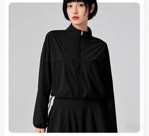 Summer Thin Sun Protection Clothing Short Zipper Cardigan Stand Collar Outdoor Sun Protection Sports Outwear Ice Black Technology Quick Drying Clothes