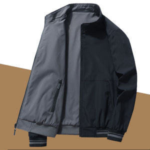 Áo Khoác Nam 2 Mặt Thường Ngày Rộng Rãi Cổ Đứng Thời Trang Xuân Thu Polyester Chống Gió Quần Áo Công Sở Thường Ngày