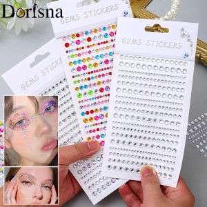 เพชรพลอยเทียมสติ๊กเกอร์อะคริลิคแต่งหน้างานปาร์ตี้ตาสำหรับใบหน้าคริสตัลสดใสมีกาวในตัวสติกเกอร์ตกแต่งใบหน้าผสมขนาดเล็กแบบ DIY