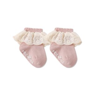 Newborn Baby Socks for Girls Autumn Spring Lace Trim Princess Floor Socks Cotton Boneless Anti Slip Toddlers Short Socks 0-3Yrs