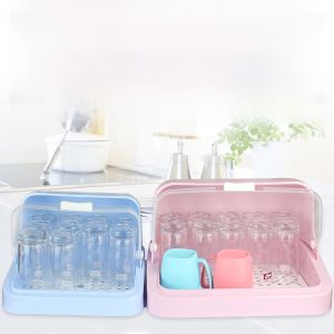 Kitchen Cupboard Storage Rack Dustproof Plastic Countertop Organizer Cup Holder Dishware Holder Two Layers for Everyone