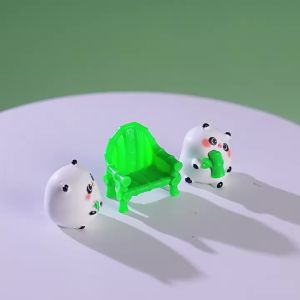 Glow Panda Resin Figurine Animal Model DIY Home Decor Miniature Fairy Garden Decoration Accessories Modern Desk Decoration