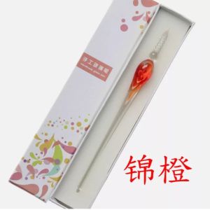 Embedded Flower Glass Pen Set Colored Dipping Pen Street Vendor Gift Box Signature Pen Glass Pen Gift