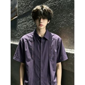 ZHUOCAN | Design Sensibility Deconstructed Embroidered Summer Short Sleeve Shirt