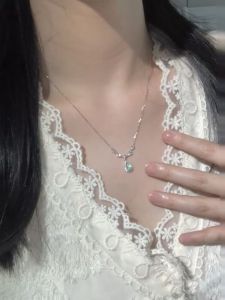 999 Pure Silver Necklace Womens Luxury Mermaid Tear Drop Pendant Clavicle Chain Gift for Girlfriend Sweet Style Fresh out