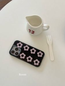 เคสโทรศัพท์มือถือแบบดูดซับแม่เหล็ก Theearthroom Blackpink Flower Print Double Layer Imd Pink Flower Protection Case for iPhone 16 pro Max/15 pro