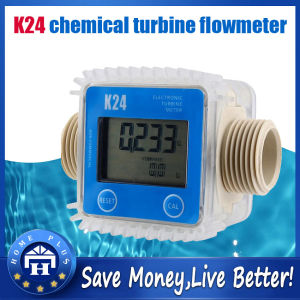 【Local delivery】 K24 LCD Meter Digital Diesel Fuel Meter 10-120L/min Flowmeter Liquid Meter for Chemicals Water Turbine-Flowmeter