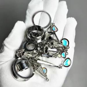1PC Stainless Steel Rhombus Ear Plug Dangle Expanders Flash Ear Tunnels Screw Earring Gauges Stretchers Piercing Jewelry 8-25mm