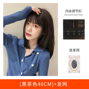 Wig Womens Long Hair Imitation Full Human Hair Full-Head Wig Type Age-Reducing Natural Simulation Mid-Length Hair Collarbone Length Haircut Wig Sheath