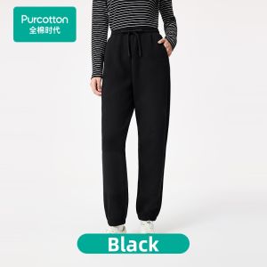 Purcotton | Ladies Cotton Long Pants Fall Black Gray
