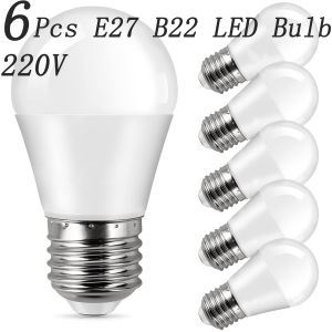 6PCS LED Bulb E27 B22 E14 220V 12W 15W 18W Indoor High Brightness and Low Energy Consumption Living Room Home LED Light Bulbs