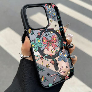 Blue Butterfly Flower Acrylic Magnetic Phone Case For iPhone 17 17 Pro Max 16 15 13 12 11 14 Air Transparent Frosted Cover Funda