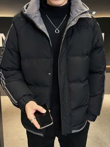 ROMON | Lormen Mens Hooded Down Jacket Winter New Style Thickened Fashion Brand Cotton Coat Cold-resistant Short Warm Polyester Fiber