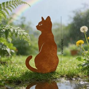 CIFbuy | CIFBUY Vintage Cat Silhouette Iron Garden Stake 2D Flat Art Lawn Ornament & Outdoor Yard Decor