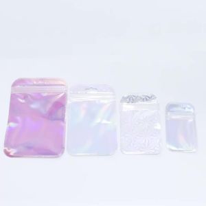 20pcs/lot Iridescent Self Sealing Bags Laser Plastic Pouches Non-Woven Jewelry Packaging Bags Zipper Pouch Small Accessories