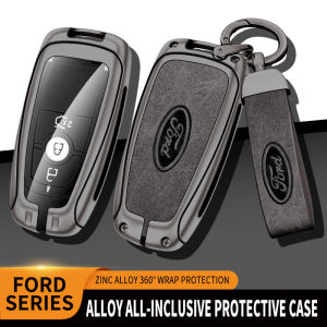 Ford เคสที่ห้อยกุญแจรถยนต์ของแท้ ระยะไกลอัจฉริยะเป็นหนังแท้ที่ใส่โลหะสังกะสีป้องกันพวงกุญแจเทอร์ Wildtrak Everest Ecosport Edge Esc