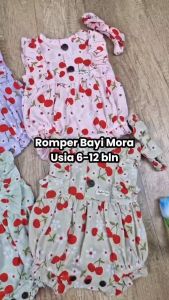 0-12 bulan Romper bayi Mora jumper bayi anak perempuan include bandana Risyababystore