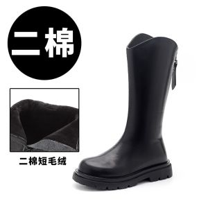 Princess Style Fleece Lined High Top Childrens Boots Girls Shoes Fashionable Long Boots Autumn Winter Kids Leather Boots