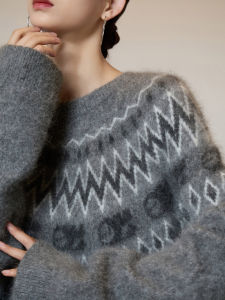 Soft Faire Isle Design Loose Style Womens Pullover