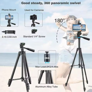 Tripod For Phone Camera Tripod Stand with Bluetooth Remote Phone Holder Lightweight Universal Photography For Xiaomi Huawei DSLR