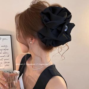 กิ๊บติดผมทรงฉลามขนาดใหญ่ผ้าซาตินสไตล์เกาหลี ทรงฟองน้ำ ทรงเมฆ สำหรับผู้หญิง ทรงหรูหรา ทรงใหม่ 2025 ทรงเล็ก ประดับผม