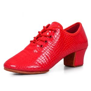 Salsa Latin Dance Shoes For Women Charm Jazz Ballaroom Dancing Shoe Red Leather Suede Sole High Heels Mens Platform Shoe 34-42
