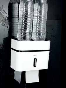 Hộp đựng giấy vệ sinh cuộn & giấy rút – Hộp giấy vệ sinh dán tường 2 tầng không khoan