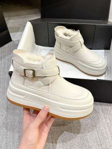 Womens Winter Thickened Fleece Lined Martin Boots Short Warm Anti-slip Heightening Thick Bottom Snow Boots Casual round Toe
