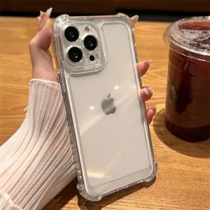 เคสโทรศัพท์ซิลิโคนใสหรูสำหรับ iPhone 11 12 13 14 15 Pro Max Plus XR X XS Max Mini 7 8 14 15 Plus SE 2020 2022เคสนิ่มกันกระแทก