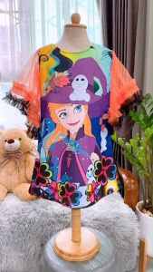 (รหัส014-39)เดรสเอลซ่าฮาโลวีนทรงเอระบายแขน 2ชั้น ไซส์ L