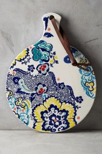 Antopologie Ceramic Plate Large Size American Style Underglaze Color Plant Flower Pattern Dinnerware Dishwasher Safe 10 Inch