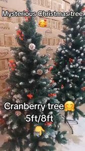 【FREE GIFT】NUVOX 4-10FT Christmas Tree with 450-1300 Tips for Fullness Berry Christmas Tree Artificial Snowflake Christmas Tree with Metal Stand Decor Berry Pinecone White Tips Snow Effect X-mas Decoration