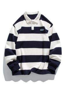 เสื้อโปโลคอปกแขนยาวทรงหลวมสไตล์ยูนิฟอร์มฤดูใบไม้ร่วง 2023 สำหรับผู้ชาย สวมใส่สบาย ระบายอากาศได้ดี สไตล์ลำลอง แฟชั่นฤดูใบไม้ร่วง