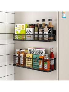 New Magnetic Refrigerator Storage Box Kitchen No Punching Storage Rack Spice Bottle Storage Hanger Simple Modern Design Metal Multi-Purpose
