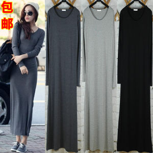 Switch Pretty Street Style Womens Long Sleeve Dress for Fall/Winter Thick Cotton Polyester Long Skirt Trendy Base Layer
