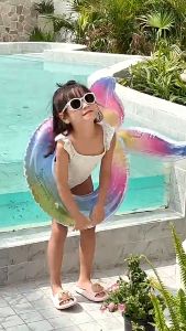 Phao Bơi Tròn Đuôi Cá Phao Bơi Cầu Vòng Trong Suốt Nàng Tiên Cá Dễ Thương Cho Bé Chơi Công Viên Nước Hồ Bơi Du Lịch