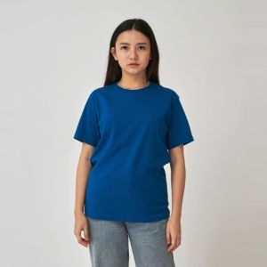 Kaos Polos Wanita Oneck Lengan Pendek Bahan Katun Combed 30s Warna Classic Blue