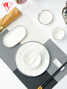 Bộ Đồ Ăn Bằng Gốm Sứ Trang Trí Bàn Ăn Nhà Hàng Dùng Cho Gia Đình Bát Đĩa Tròn Kiểu Âu 10 Inch Tráng Men Vàng Thủ Công