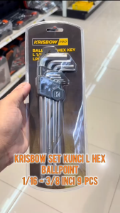 Krisbow Set Kunci L Hex Ballpoint 1/16-3/8 Inci 9 Pcs