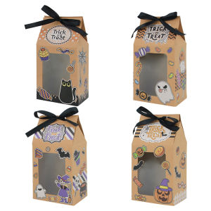 12 Chiếc Halloween Hộp Quà Bằng Bìa Cứng Hộp Đựng Kẹo Ăn Vặt Bánh Quy Nhỏ Quà Tặng Halloween Có Thể Gập Lại Bìa Giấy Dịp