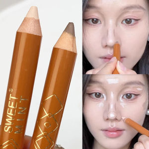 Matte Double-ended White Highlighting Contouring Stick Brightening Skin Tone Concealer Pencil 2 IN 1 Smooth Matte Bronzers Makeup Pencil