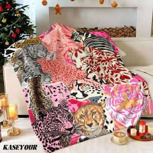 Beast Kingdom | Pink Feline Collage Winter Summer Flannel Blanket Throw Fleece Soft Fuzzy Plush Cozy Fleece Blankets for Sofa Ideal Gifts