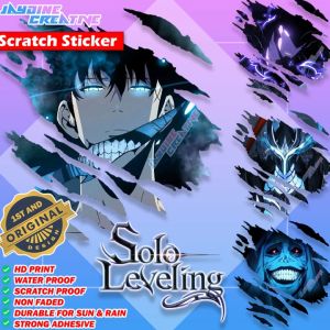Solo Leveling Scratch Design Sticker: Indoor Outdoor Vinyl Sticker Waterproof & Non-Faded