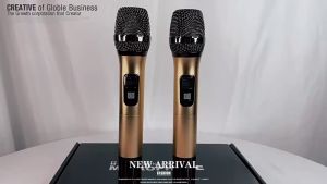 Wireless Microphone UHF Wireless Mic Professional Karaoke Home Theater Dual Handheld Mikrofon Rechargeable 2-in-1 Wireless Microphone 2 handheld microphones UHF FM 80M receiving distance home singing equipment无线麦克风